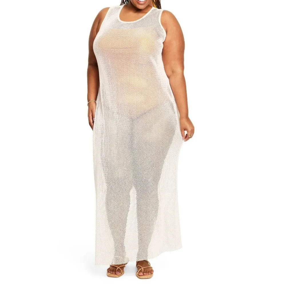 FeNoel Target 🎯 Crochet Cover Up Maxi Dress Tan 2X_4